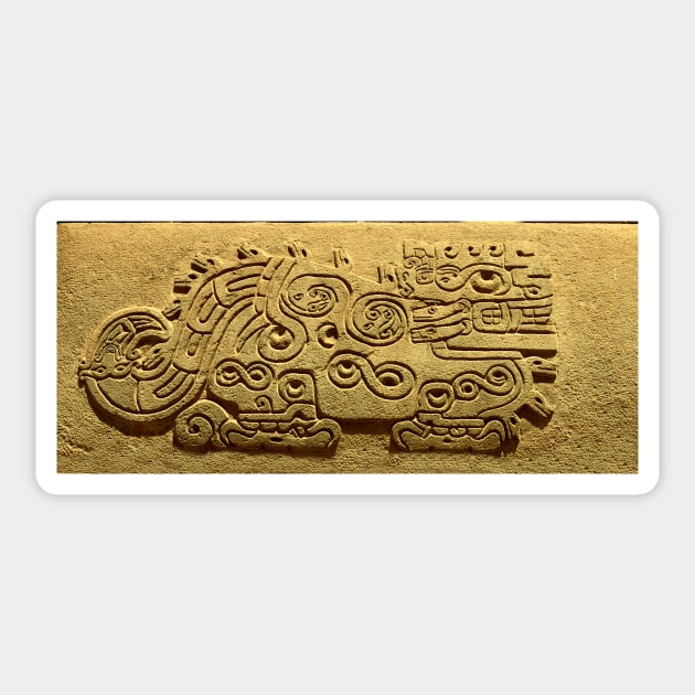 Inca sandstone dragon carving Sticker by stevepaint
